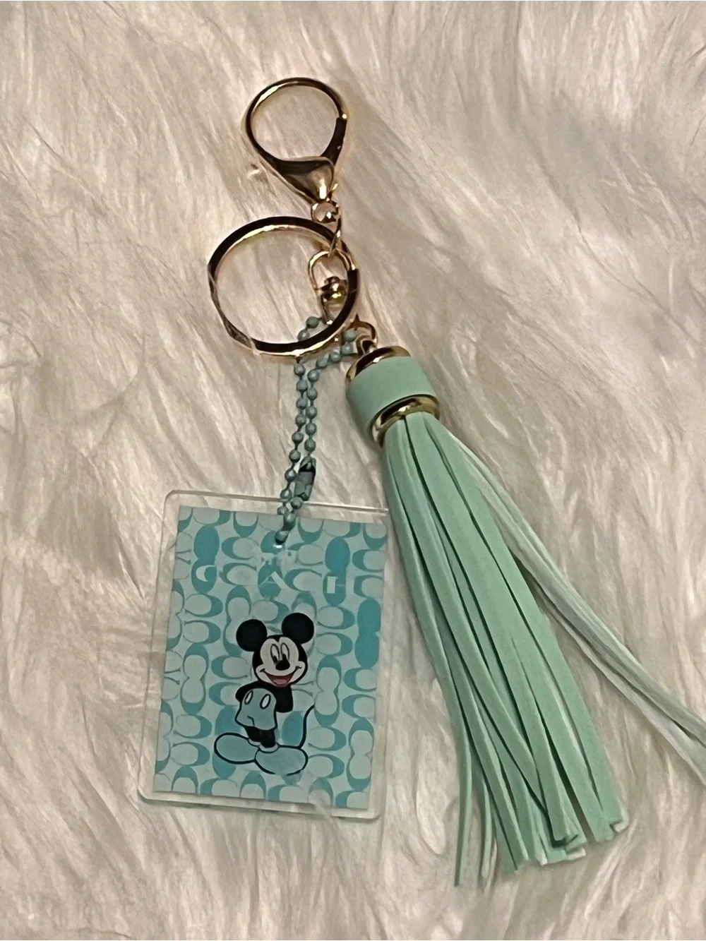 Mickey Mouse Aqua Tassel Keychain